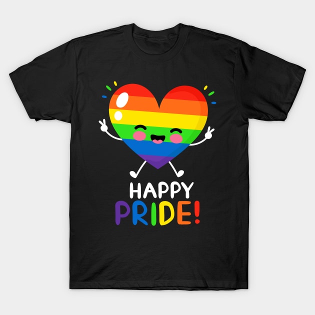 Rainbow Heart Pride T-Shirt by machmigo